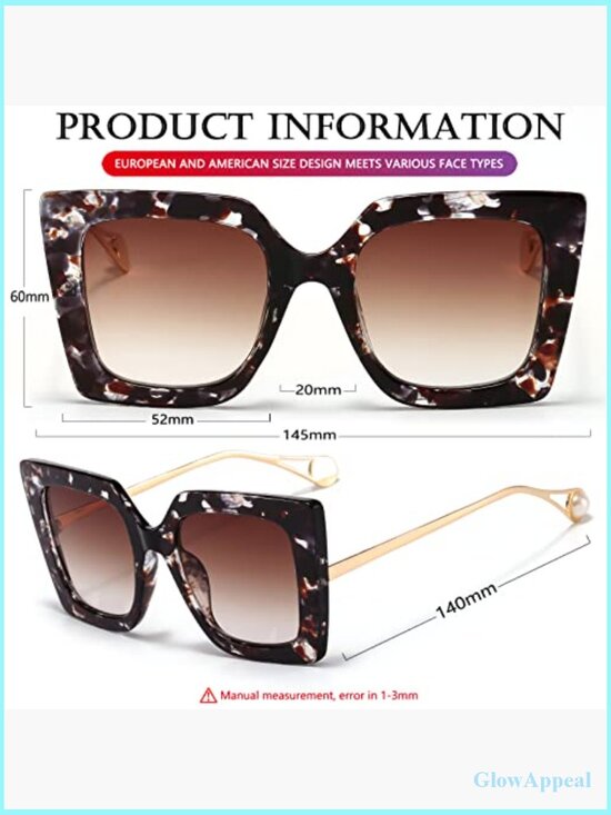 Oversized Retro Square Sunglasses UV400 Protection Fashion Shades main image 4